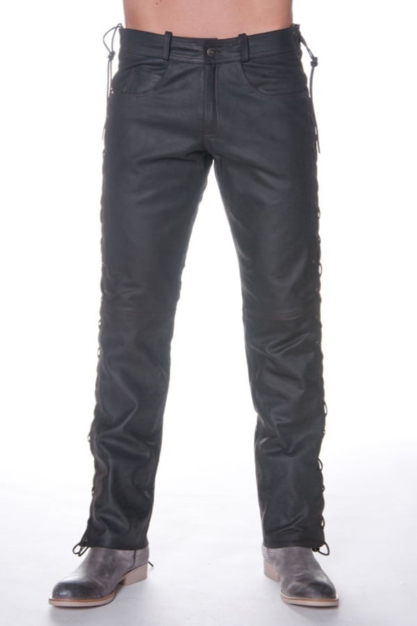LAST REBELS men's pants in brown leather - Image n°1