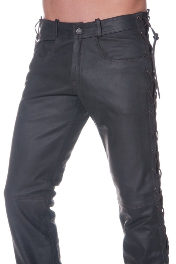 LAST REBELS men's pants in brown leather - Image n°4