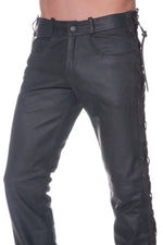 LAST REBELS men's pants in brown leather - Image n°4