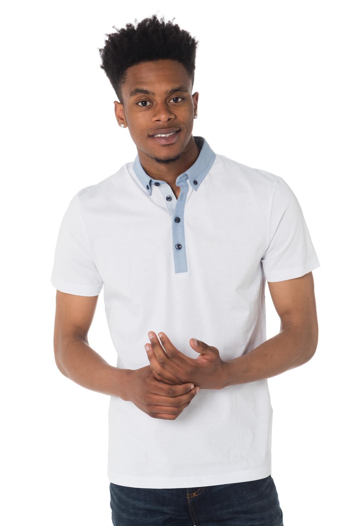 Antony Morato white and blue polo shirt - Image n°1