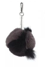 Oakwood key ring in anthracite rabbit fur - Image n°2