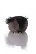Oakwood key ring in anthracite rabbit fur - Image n°1