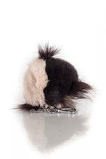 Oakwood key ring in dark khaki rabbit fur - Image n°1