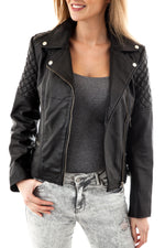 Women's Perf style leather jacket Black - Image n°3