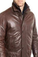 Men's Daytona Brown lambskin coat - Image n°3