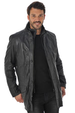 Men's Daytona lambskin leather coat Black - Image n°3