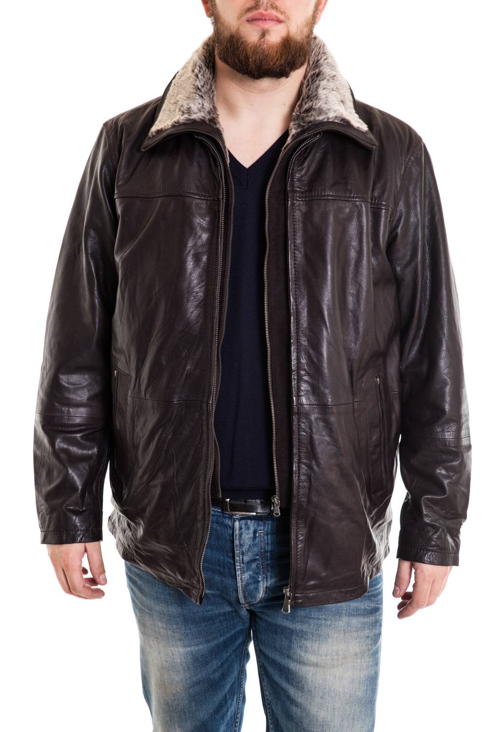 Brown cowhide jacket Large Size Shiny appearance Lucina - Image n°1