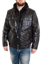 Lucina buffalo leather jacket large size black - Image n°1