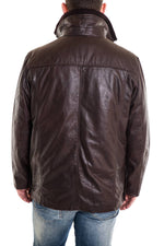 Lucina Brown Smooth Look Buffalo Jacket for Men Large Size - Image n°4