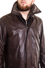 Lucina Brown Smooth Look Buffalo Jacket for Men Large Size - Image n°3