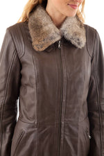 Anthracite Coat for Women in Oakwood leather - Image n°5