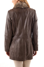 Anthracite Coat for Women in Oakwood leather - Image n°6