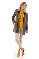 Anthracite Coat for Women in Oakwood leather - Image n°7