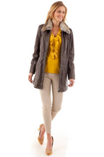 Anthracite Coat for Women in Oakwood leather - Image n°8