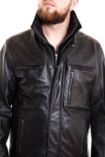 Large Size Black Oakwood Leather Jacket for Men - Image n°3