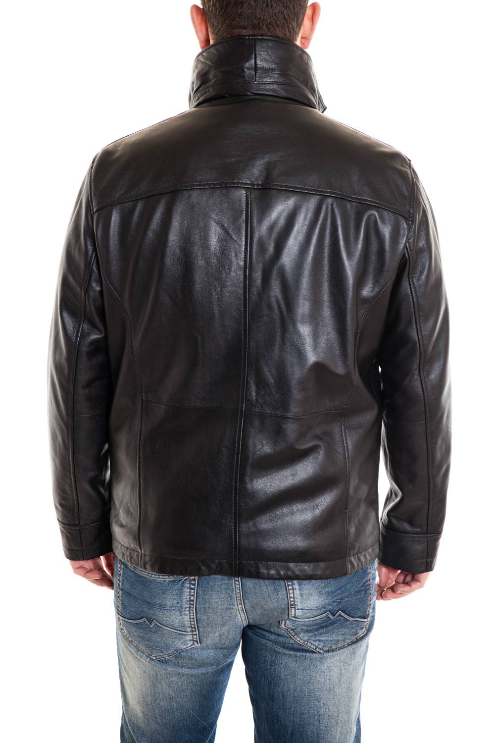 Large Size Black Oakwood Leather Jacket for Men - Image n°4