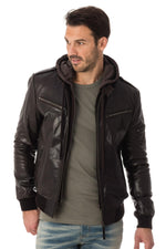 Men's buffalo leather jacket Dark brown - Image n°1
