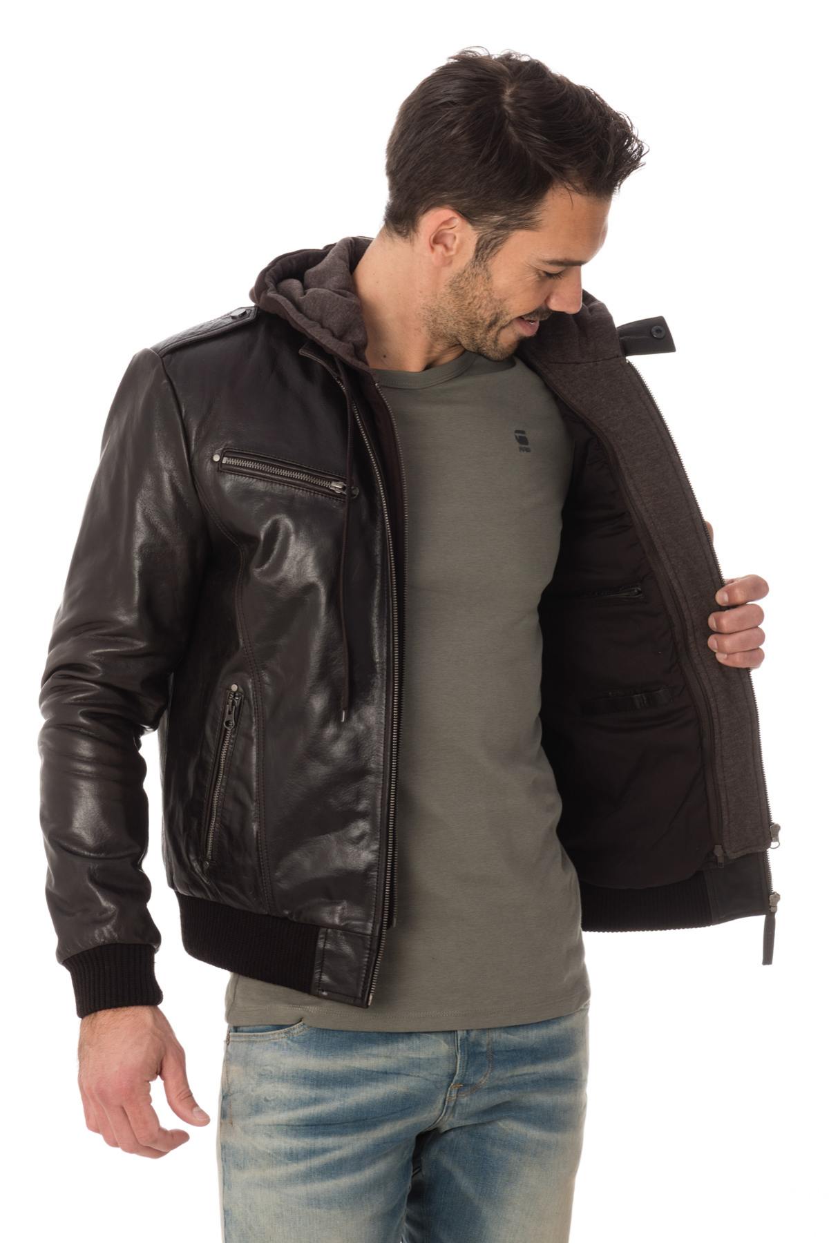 Men's buffalo leather jacket Dark brown - Image n°4