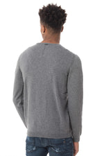 Men's gray check sweater on the front - Image n°3