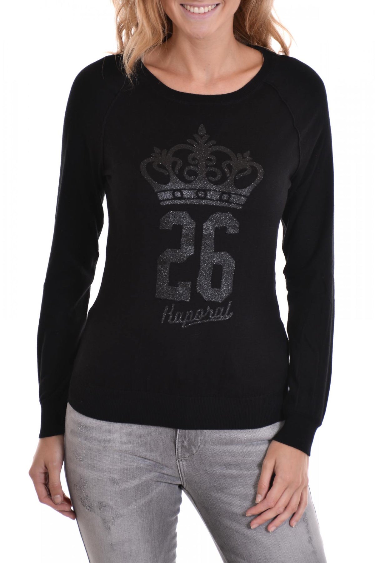  Kaporal women's black cotton sweater - Image n°1