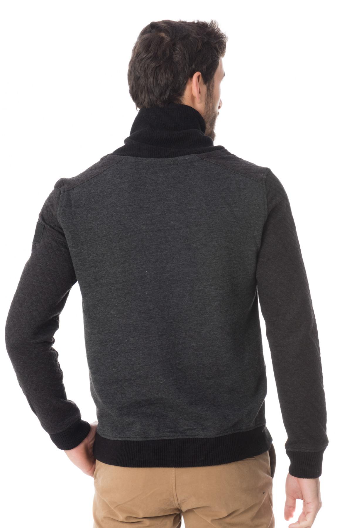 Men's dark gray shawl collar sweater - Image n°3