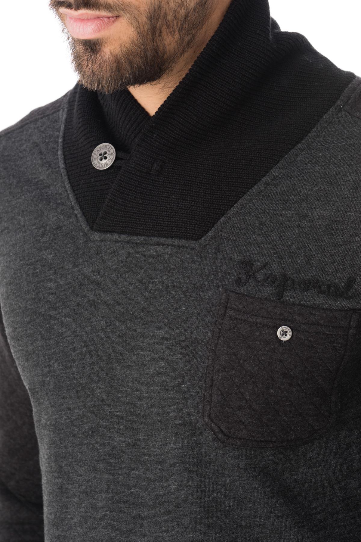 Men's dark gray shawl collar sweater - Image n°4