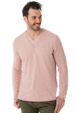 Kaporal men's thin pale pink sweater - Image n°1