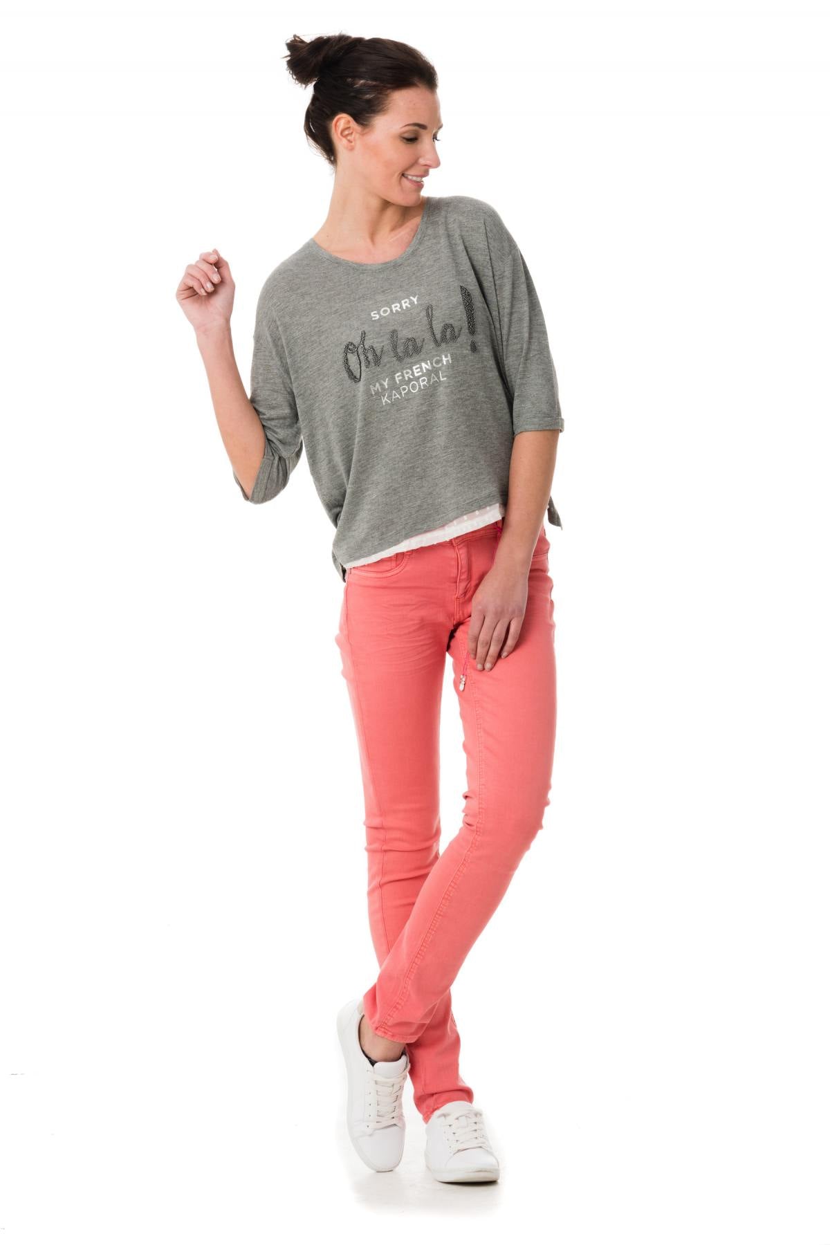 Fine gray Kaporal 3/4 sleeve sweater - Image n°2
