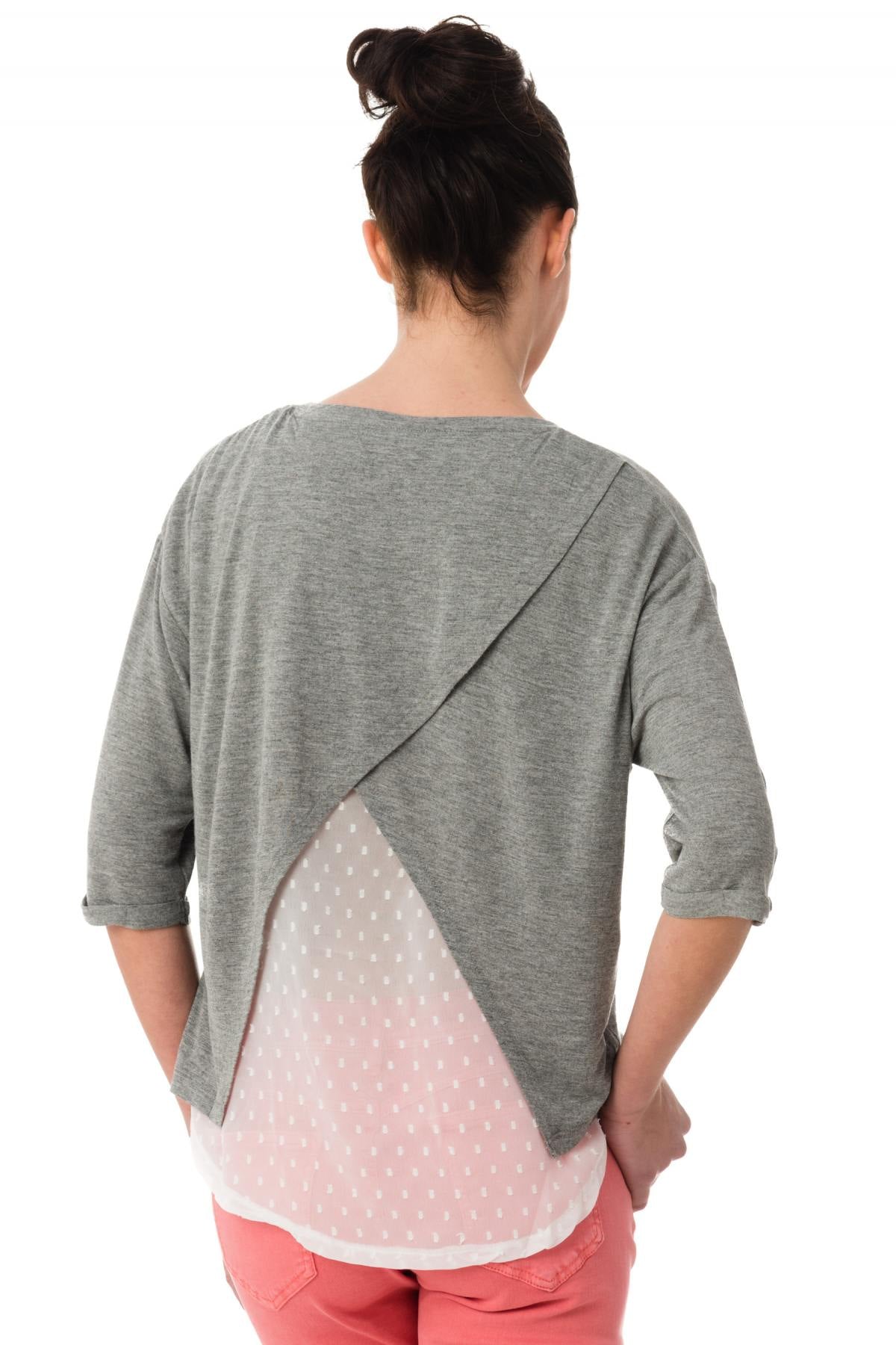 Fine gray Kaporal 3/4 sleeve sweater - Image n°3