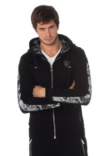 Horspist men's black/silver zipped sweatshirt - Image n°1