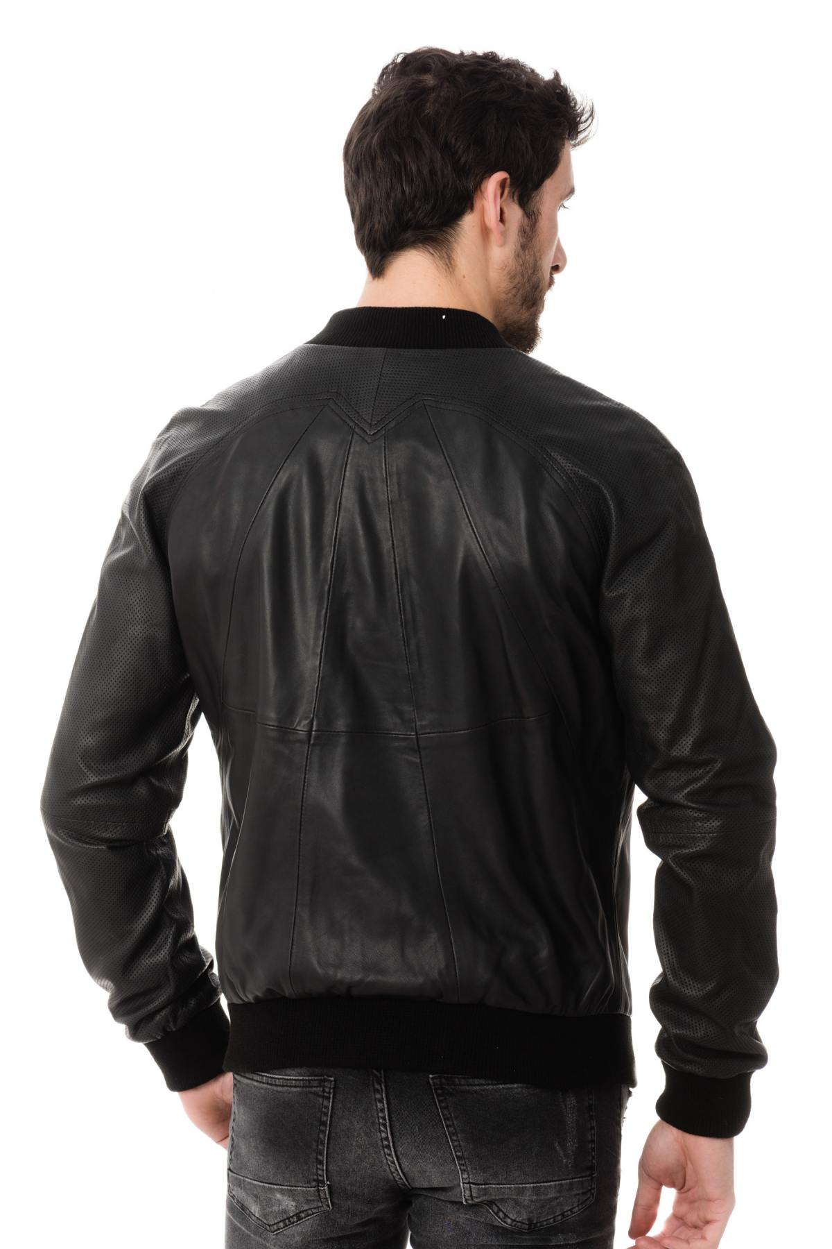 Black Leather Teddy Napp Jeans for Men - Image n°5
