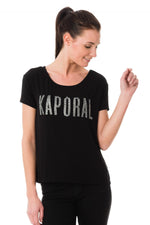 Black Kaporal t-shirt with writing for women - Image n°1
