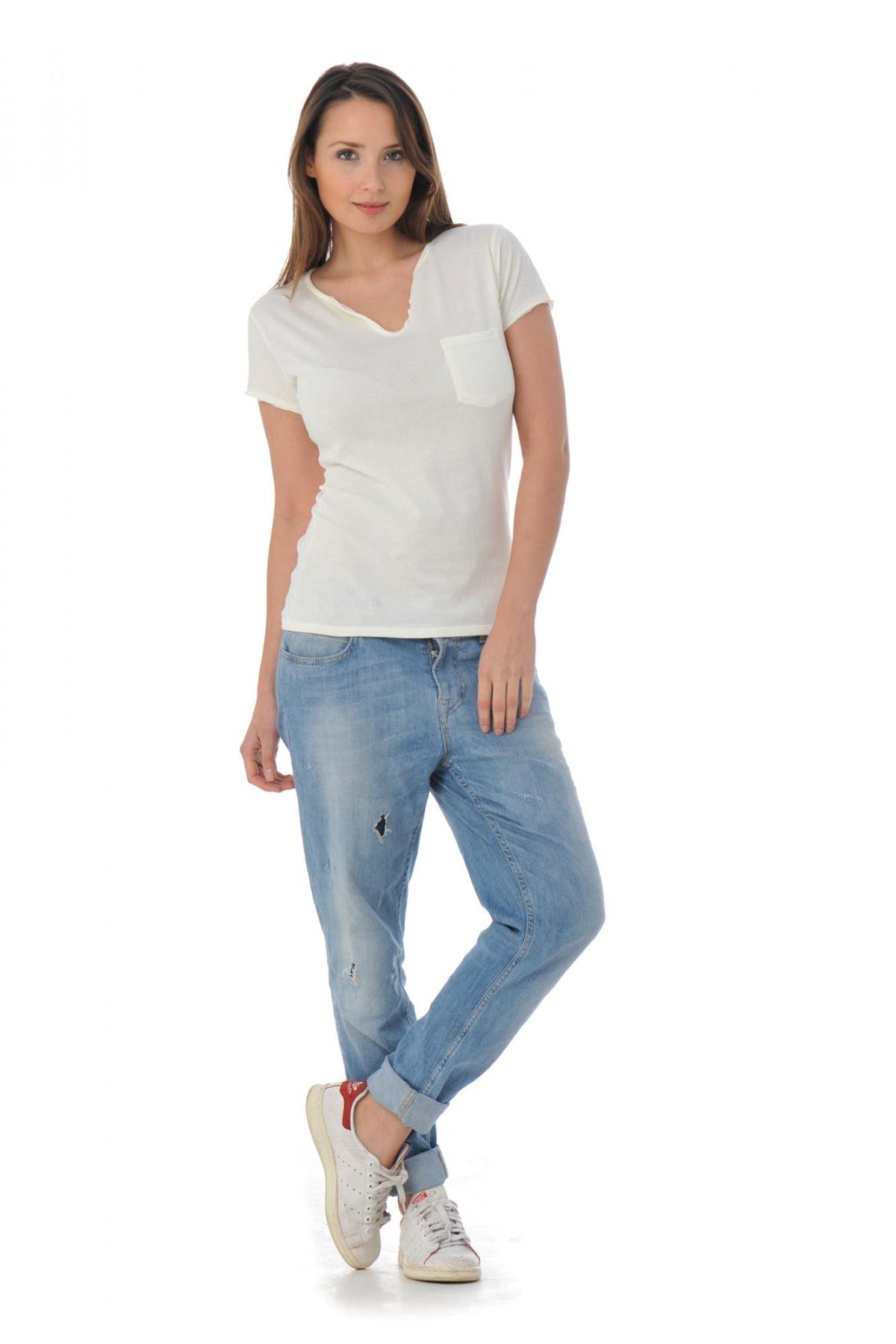 Women's off-white t-shirt with pocket - Image n°5