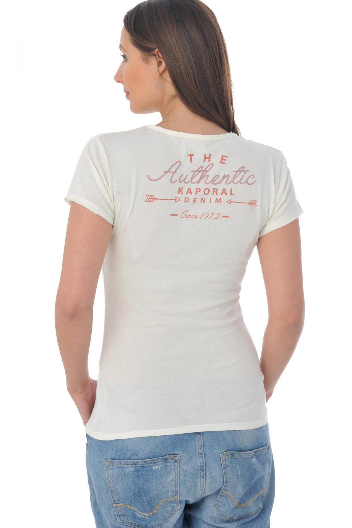 Women's off-white t-shirt with pocket - Image n°4