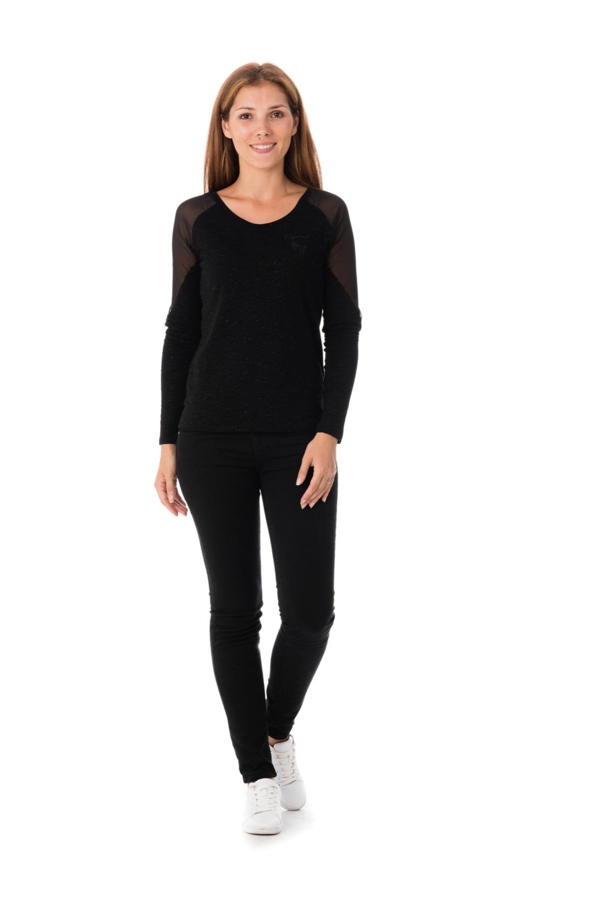 Long-sleeved T-shirt with veil effect - Image n°2