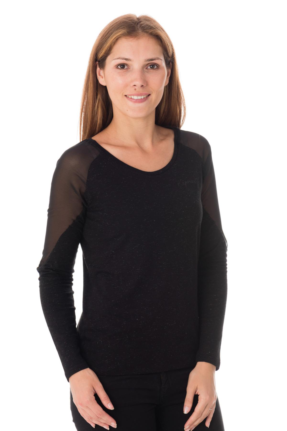 Long-sleeved T-shirt with veil effect - Image n°1