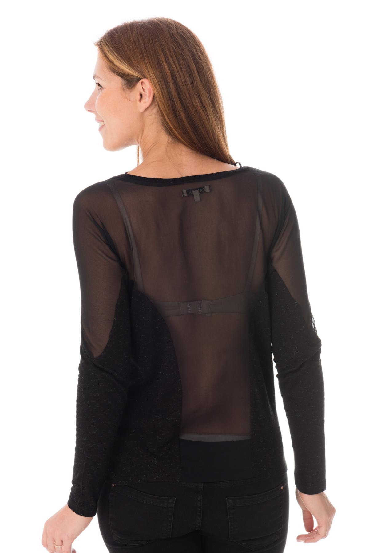 Long-sleeved T-shirt with veil effect - Image n°3