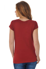 Women's burgundy short-sleeved T-shirt - Image n°3