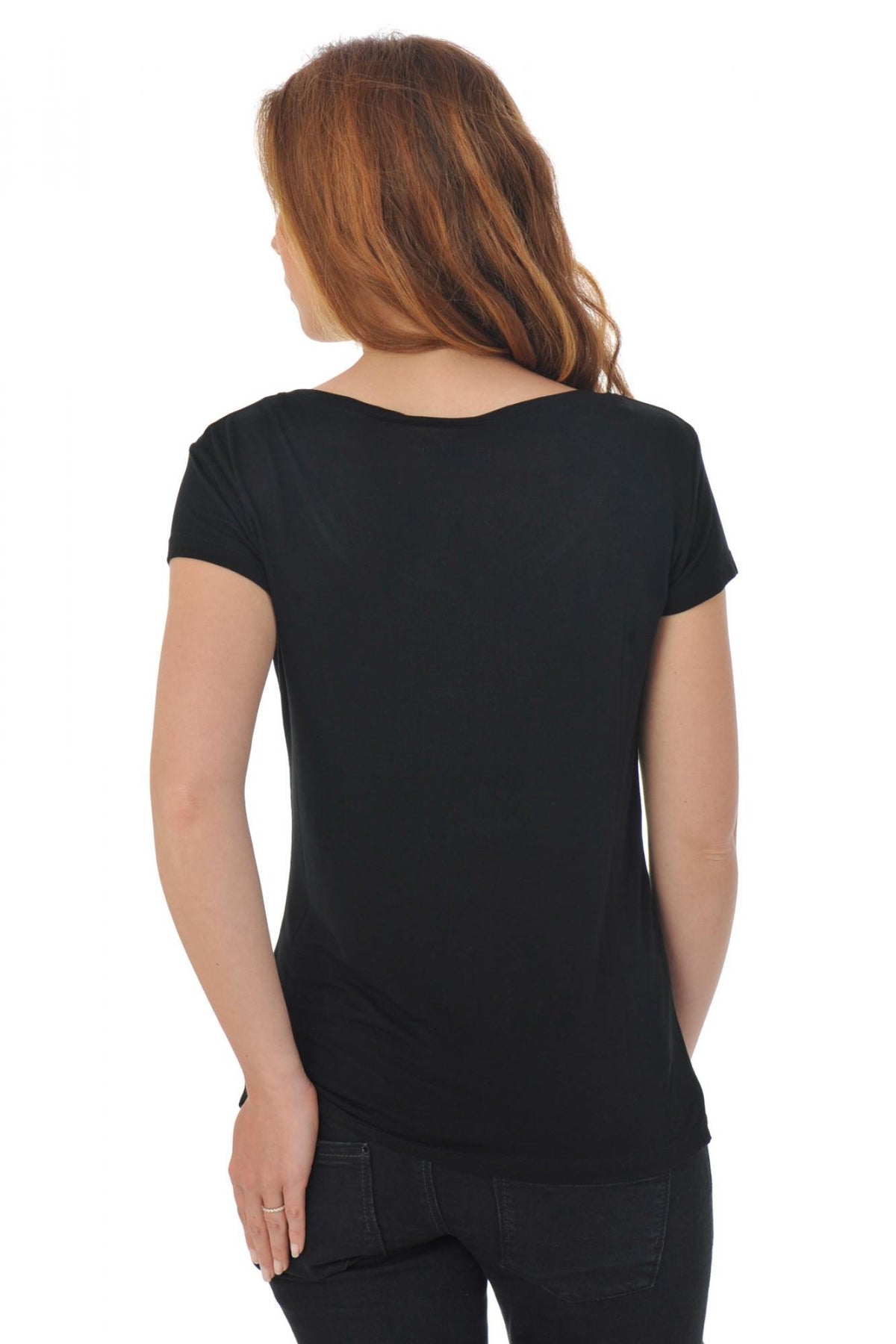 Women's black short-sleeved t-shirt - Image n°3