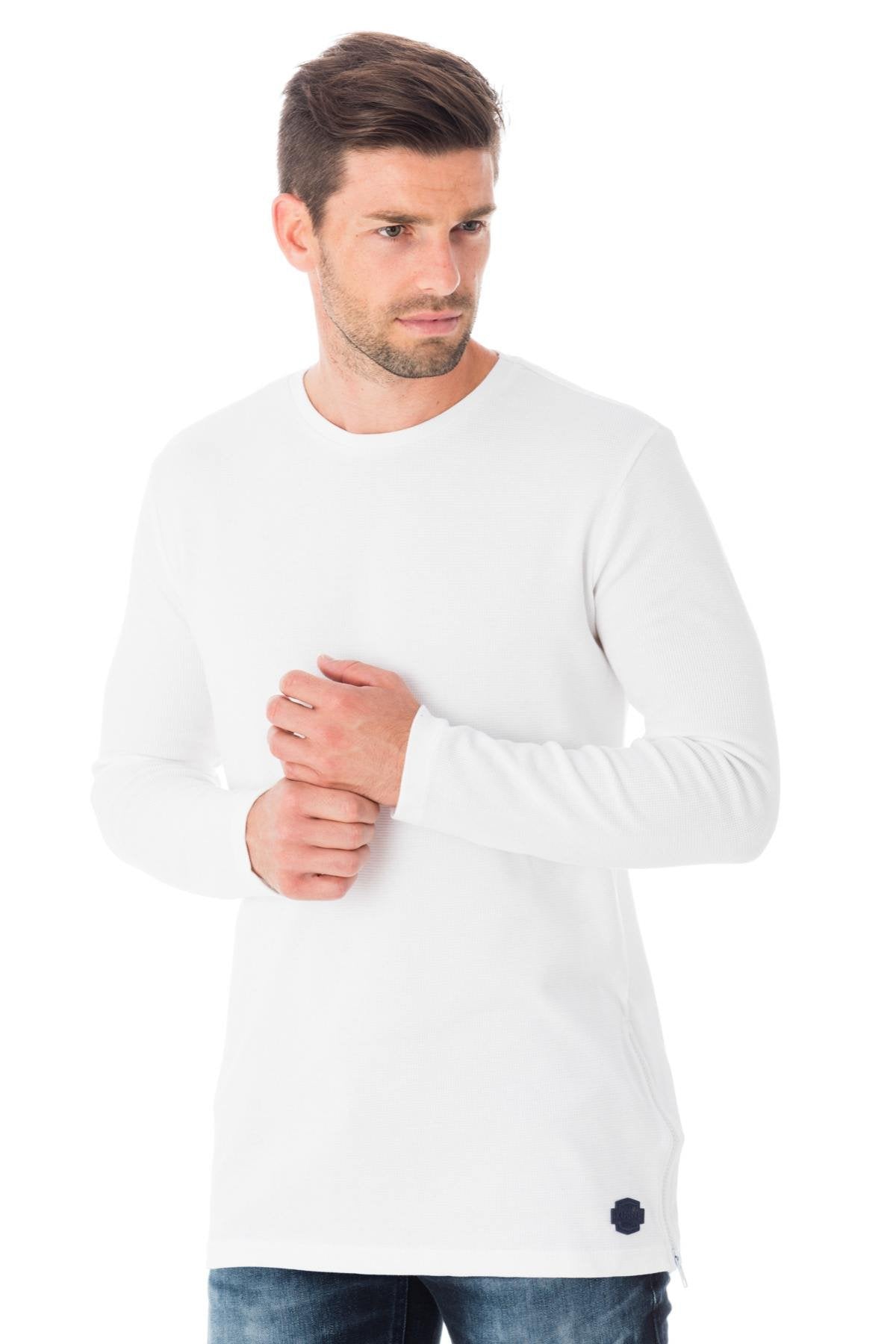 Long-sleeved white cotton t-shirt - Image n°1
