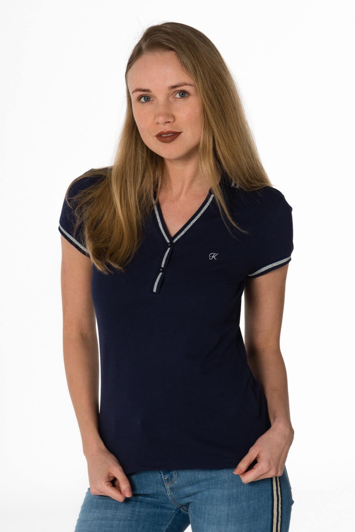 Navy blue fitted T-shirt - Image n°1