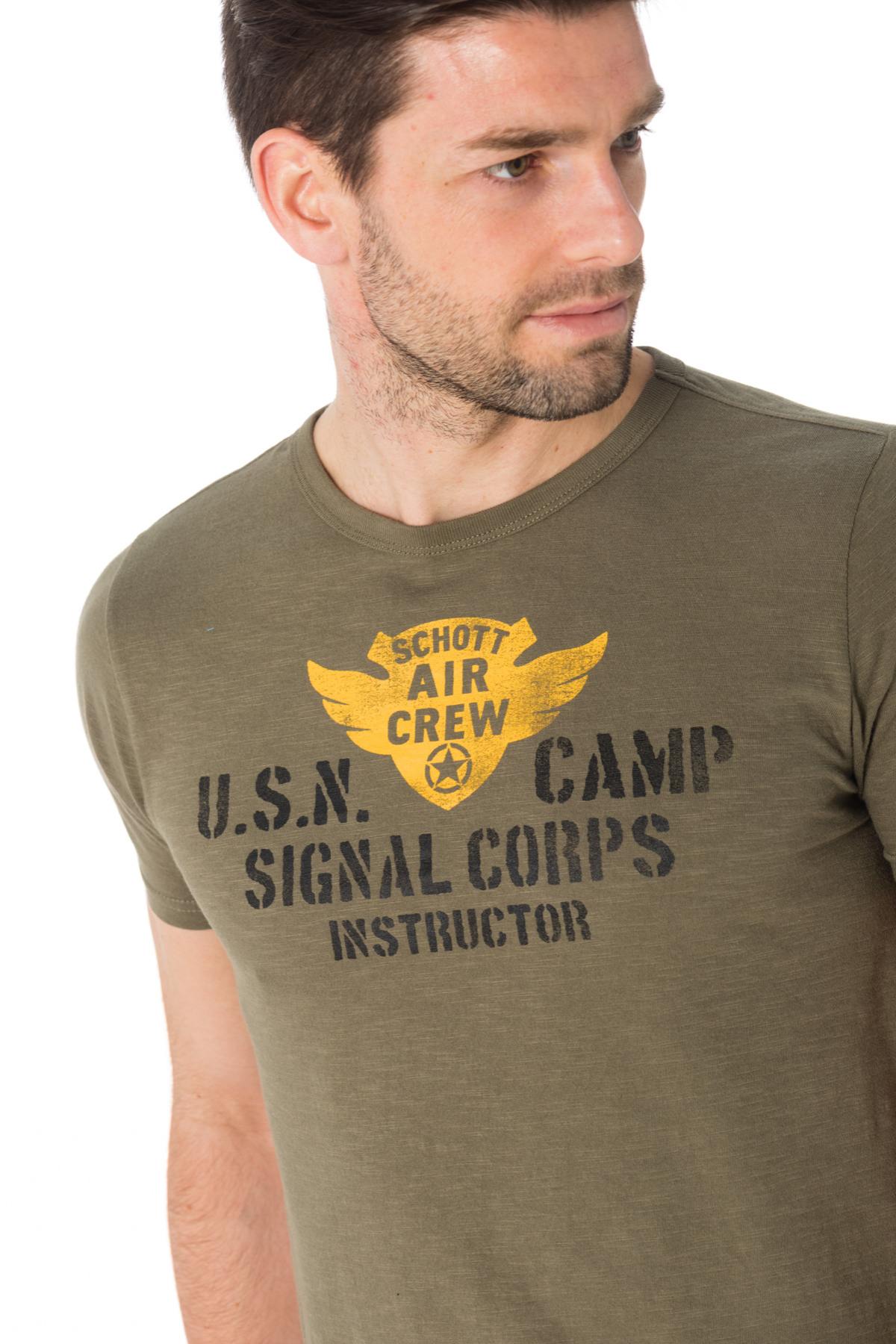Men's round neck T-shirt, khaki color - Image n°4