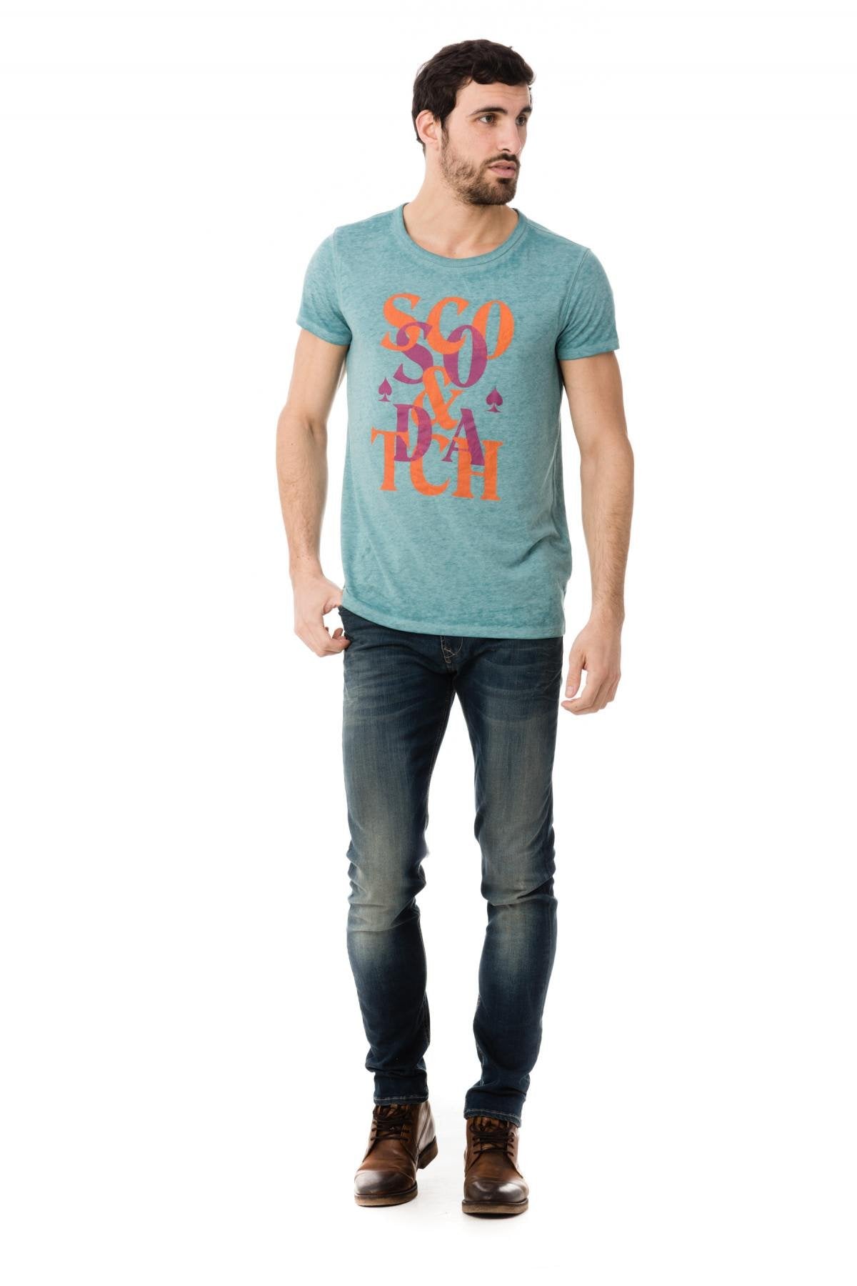 Scotch an Soda turquoise blue t-shirt - Image n°2