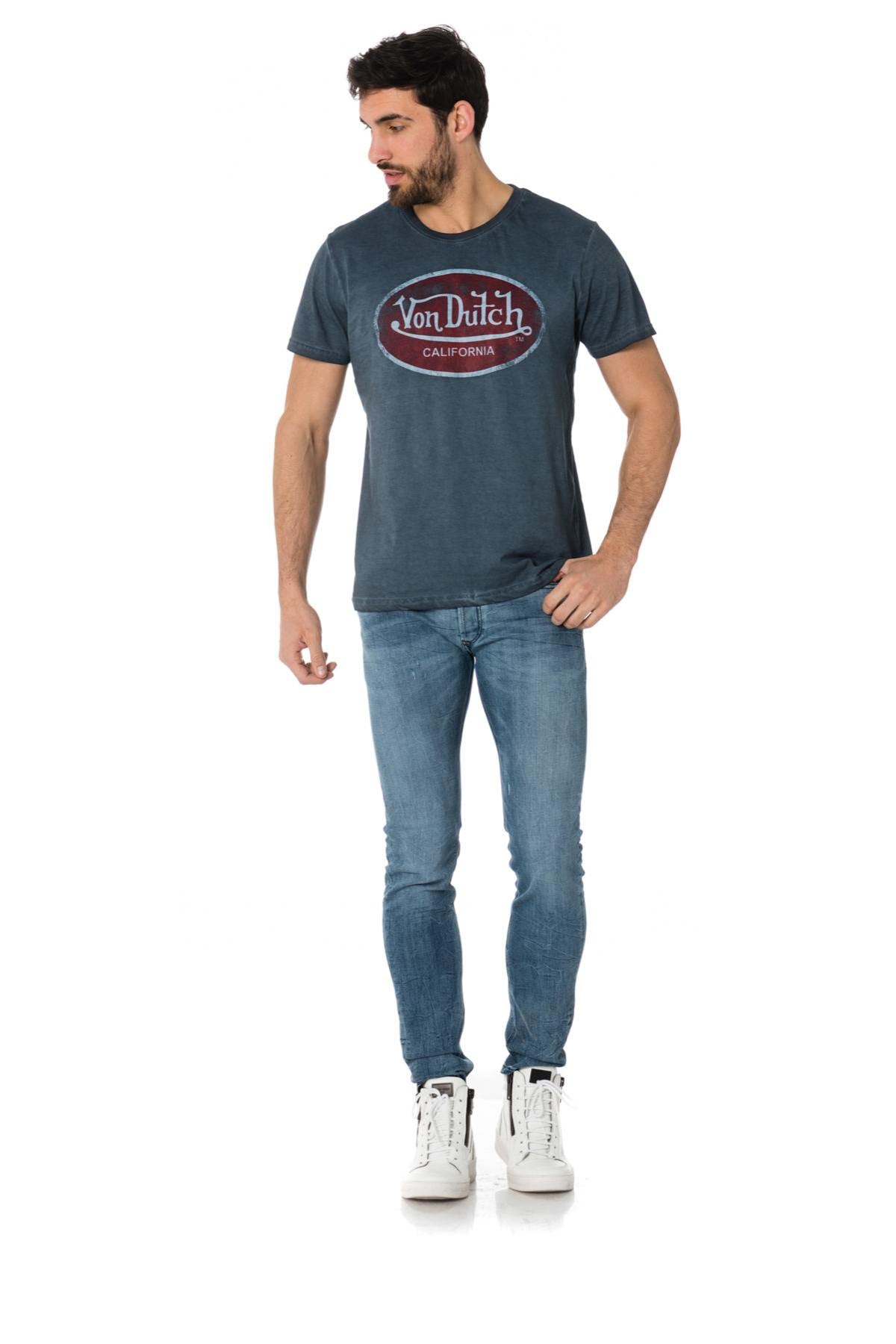 Von Dutch men's faded blue T-shirt - Image n°2