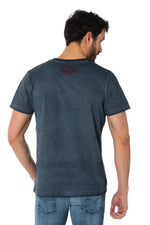 Von Dutch men's faded blue T-shirt - Image n°3