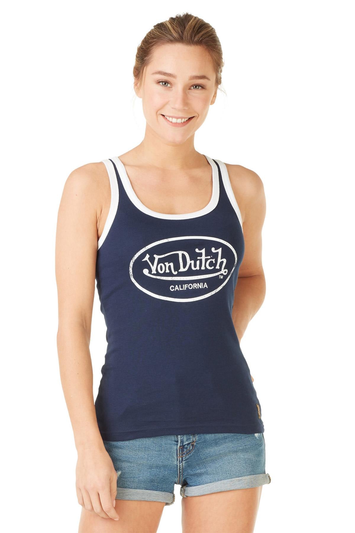 Navy blue women's tank top - Image n°1