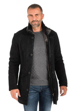 Black shearling coat with gray interior - Image n°3
