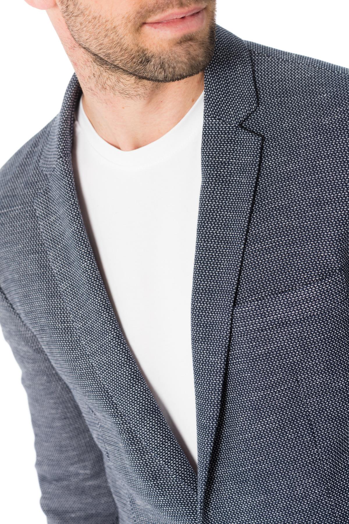 Men's blue and white cotton blazer - Image n°7