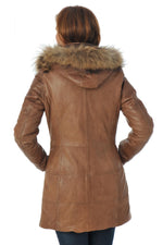 Women's bison lamb leather coat - Image n°4