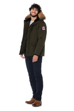 Helvetica men's khaki parka with natural raccoon collar - Image n°2